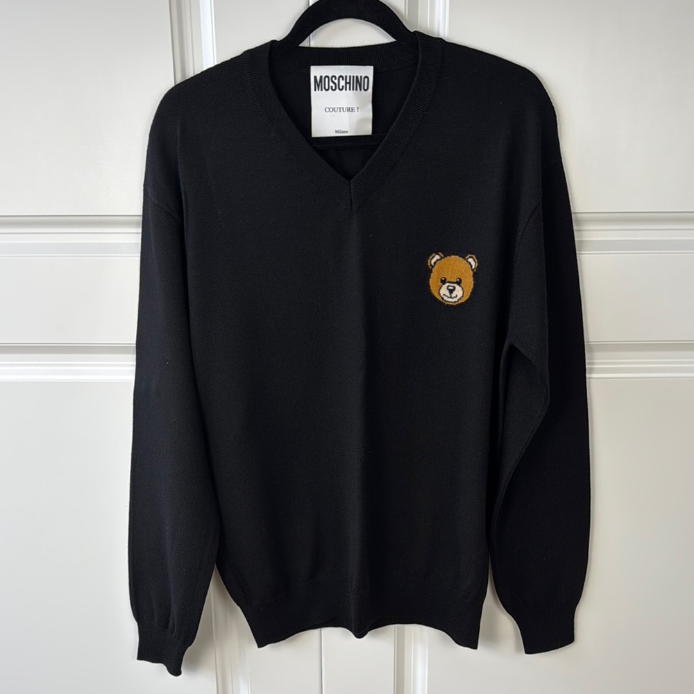Moschino Black Men's Sweater with Bear Logo